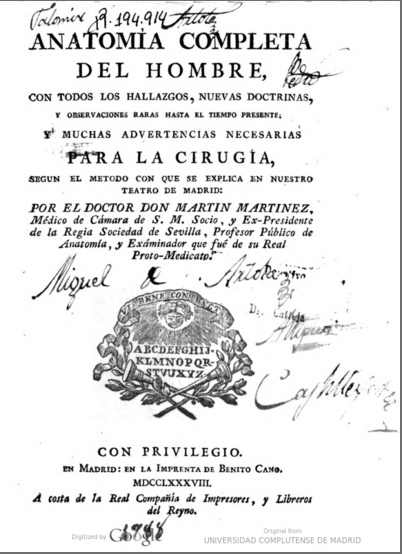 Anatomía completa del hombre, de Martín Martínez (1728)