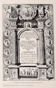Coronica de la Religiossissima Provincia de los Doze Apostoles del Perú