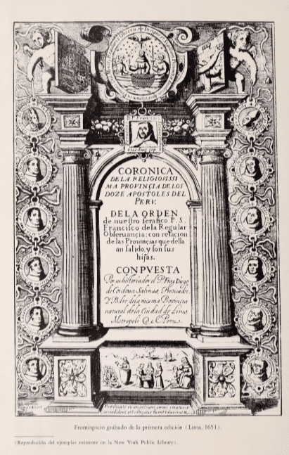 Coronica de la Religiossissima Provincia de los Doze Apostoles del Perú