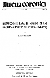Instrucciones para el manejo de las haciendas jesuitas del Perú (ss. XVII-XVIII)