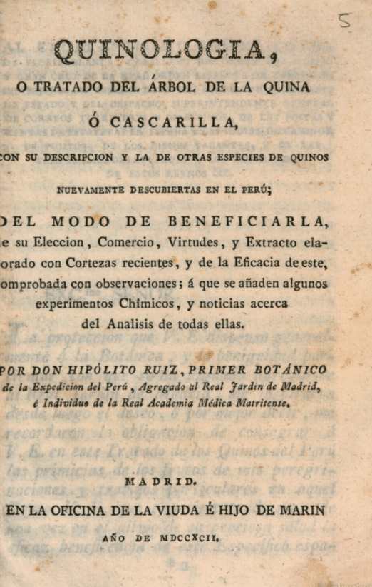 Quinología o tratado del árbol de la quina o cascarilla