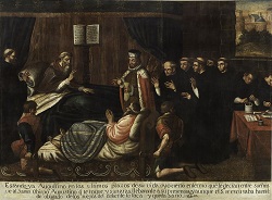 San Agustín, moribundo, cura a un enfermo