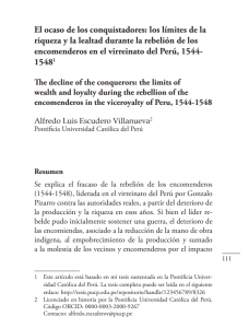 El ocaso de los conquistadores… durante la rebelión de los encomenderos en el virreinato del Perú, 1544-1548
